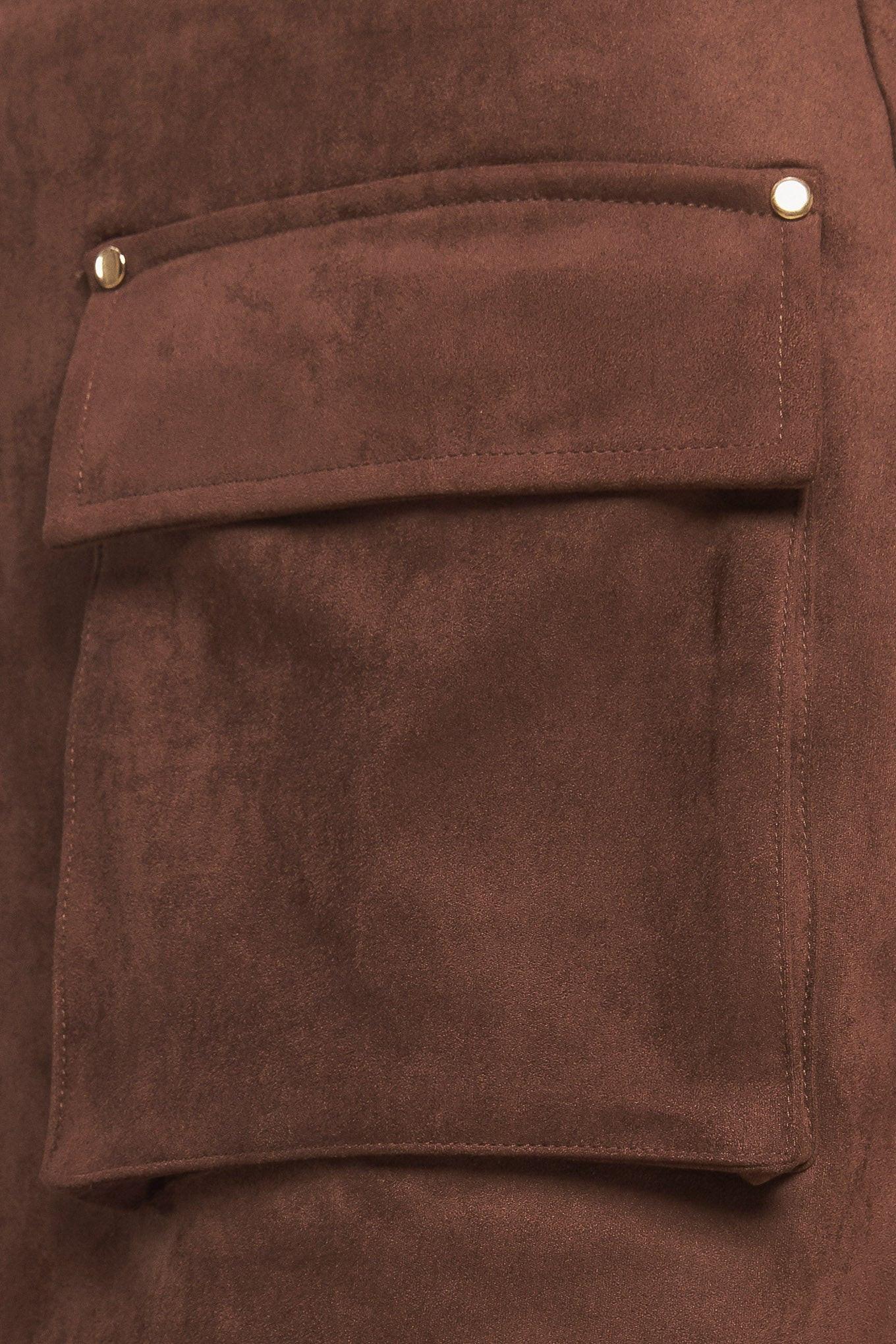 Western Romance Faux Suede Skort in brown, fabric swatch — Soul Flow Apparel
