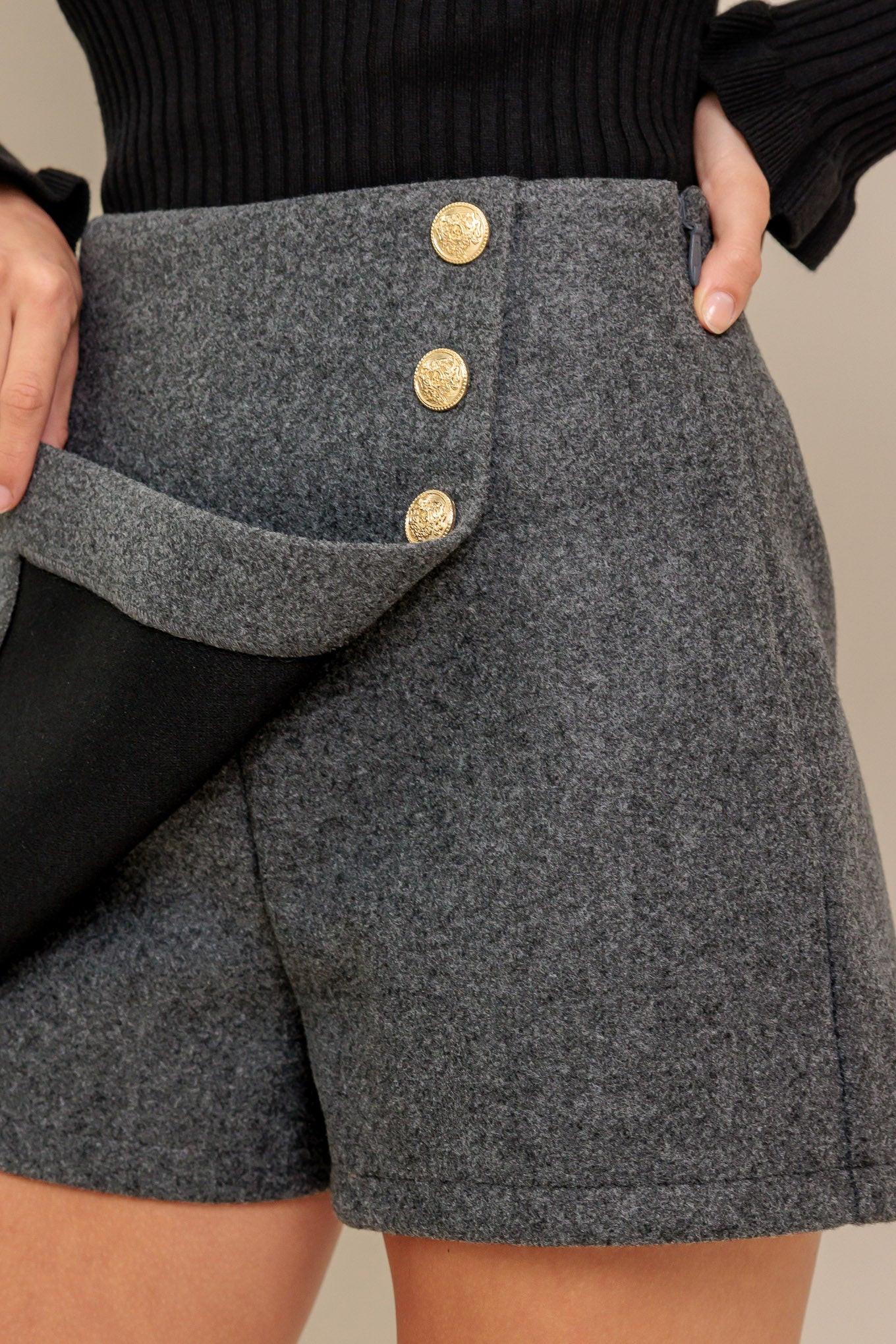 Paris Structure Woven Skort in grey, view 5 — Soul Flow Apparel