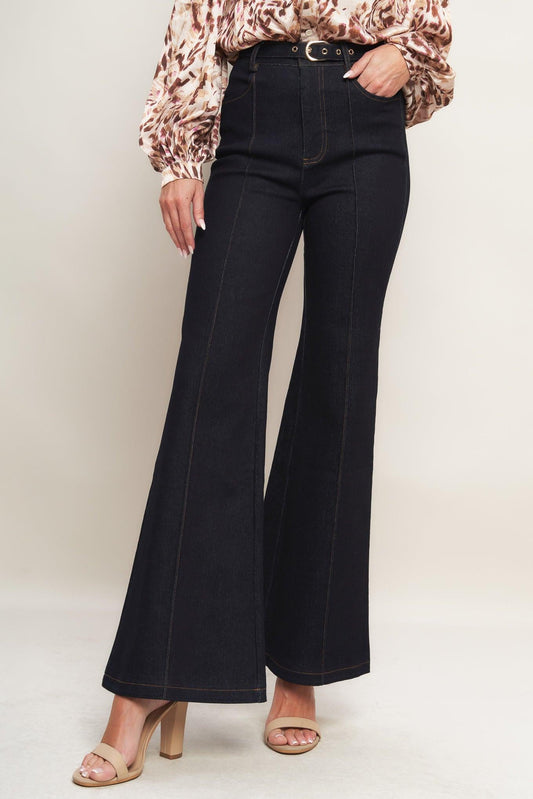 Iconic Flare Denim Pants in dark indigo, view 4 — Soul Flow Apparel