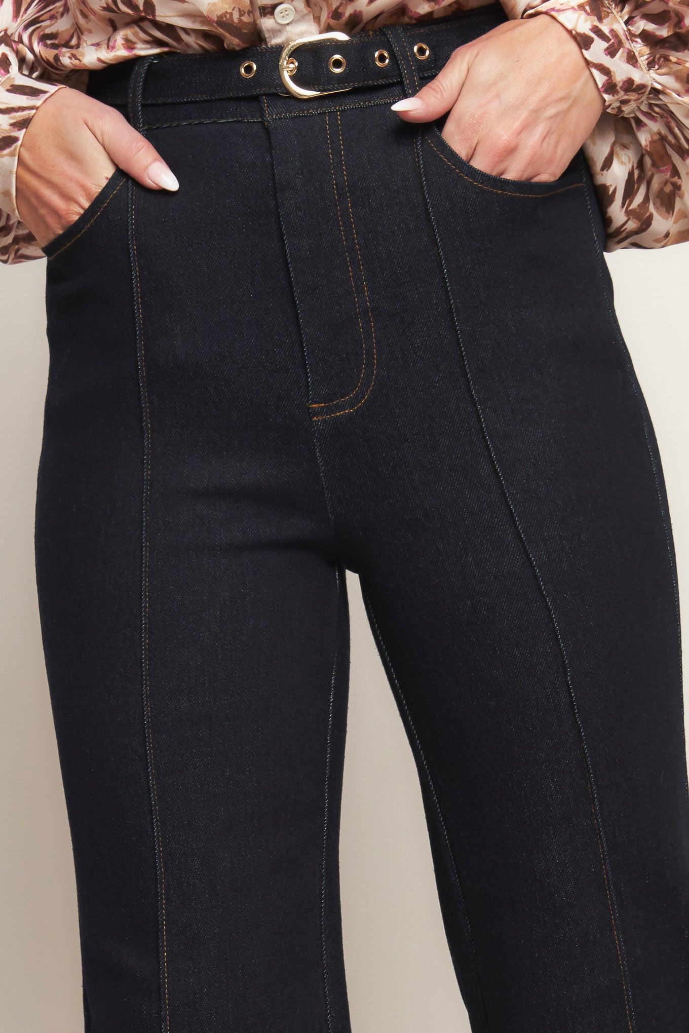Iconic Flare Denim Pants in dark indigo, view 8 — Soul Flow Apparel