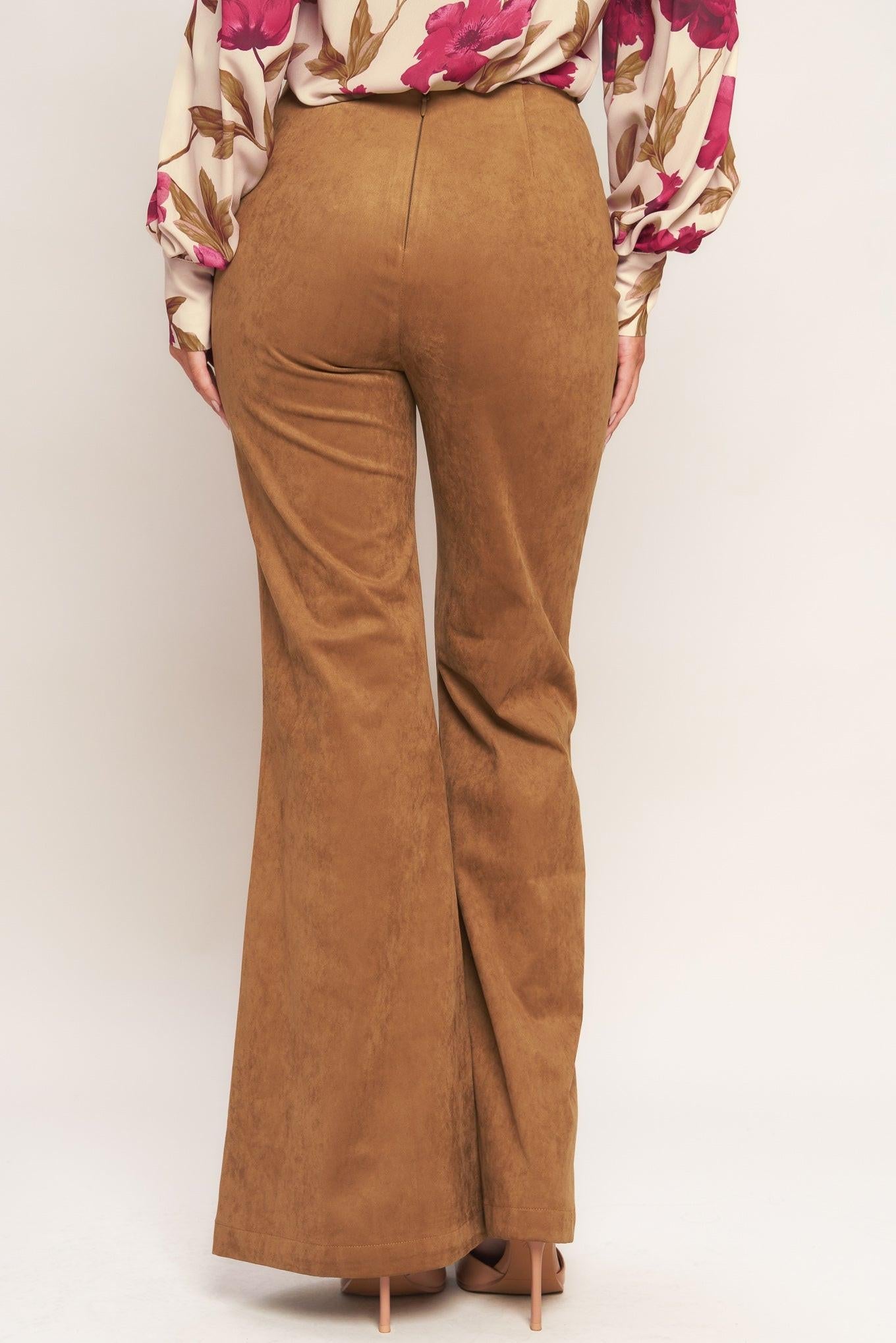 Wild Honey Faux Suede Pants in camel, view 6 — Soul Flow Apparel