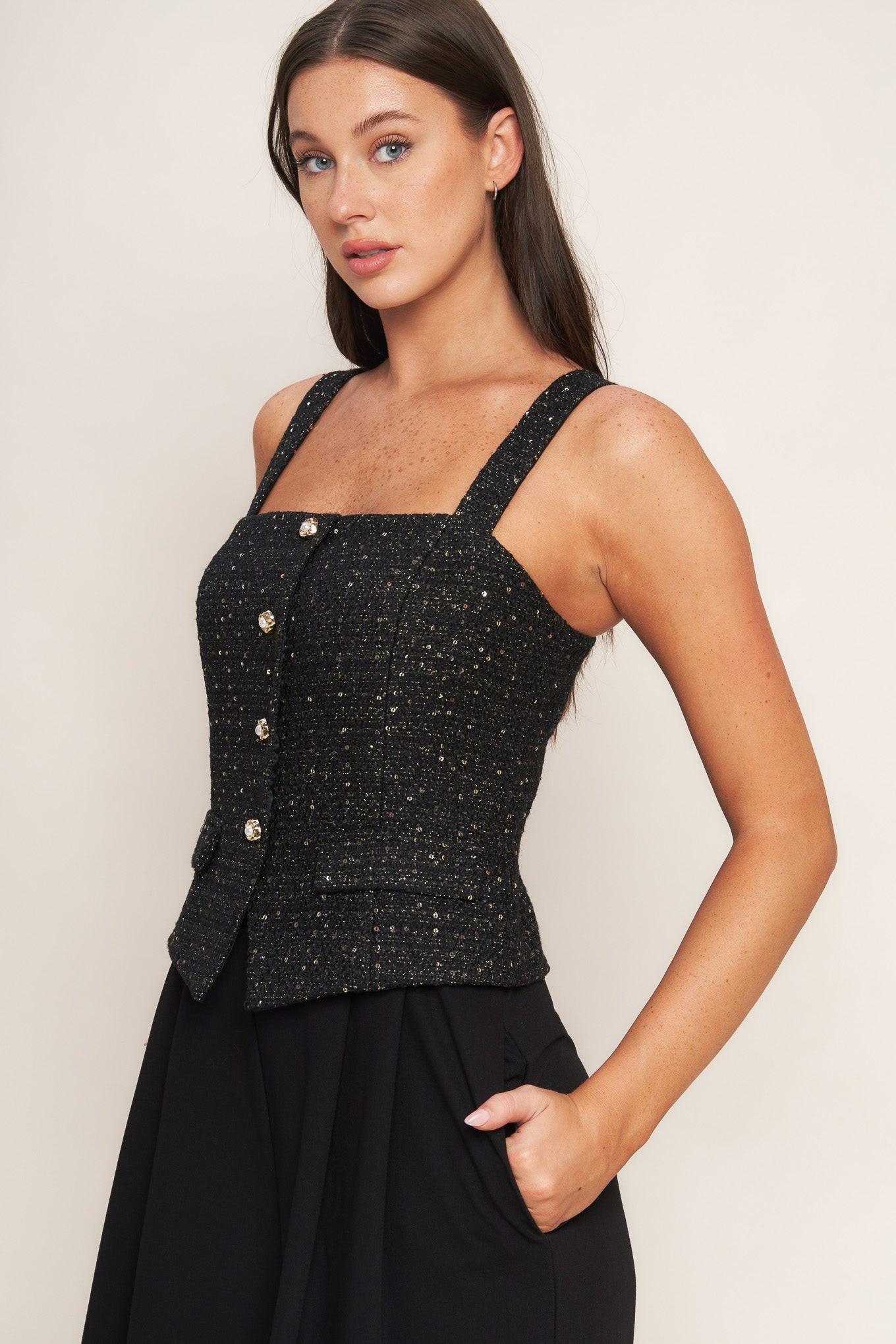 Midnight Parisienne Woven Jumpsuit in black, view 6 — Soul Flow Apparel
