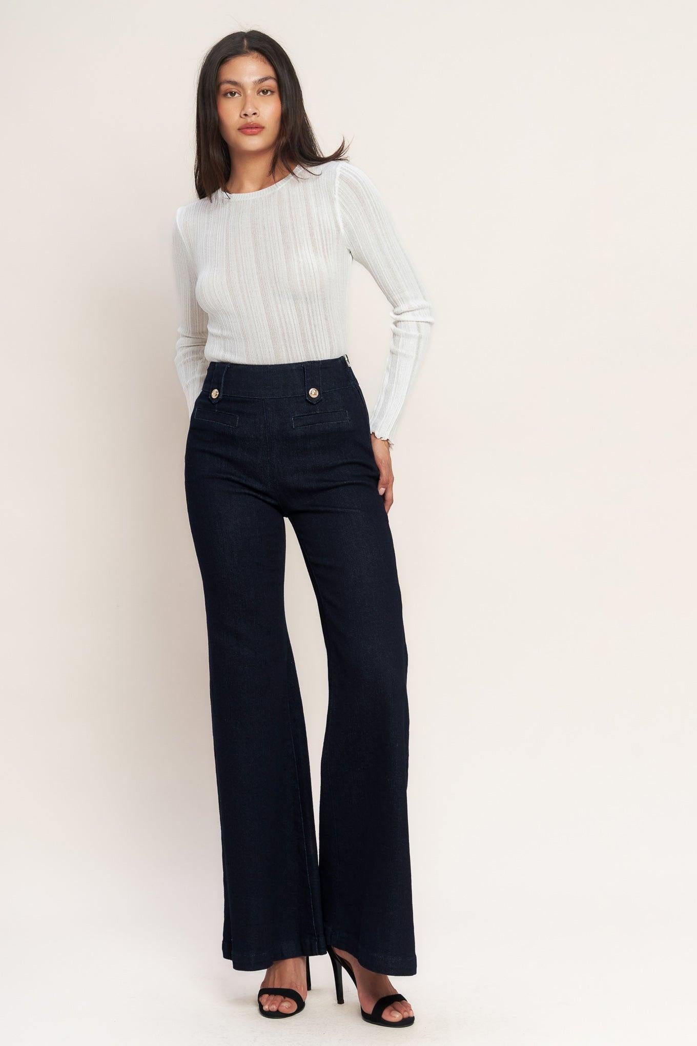 Classic Confidence Woven Pants in indigo, view 1 — Soul Flow Apparel