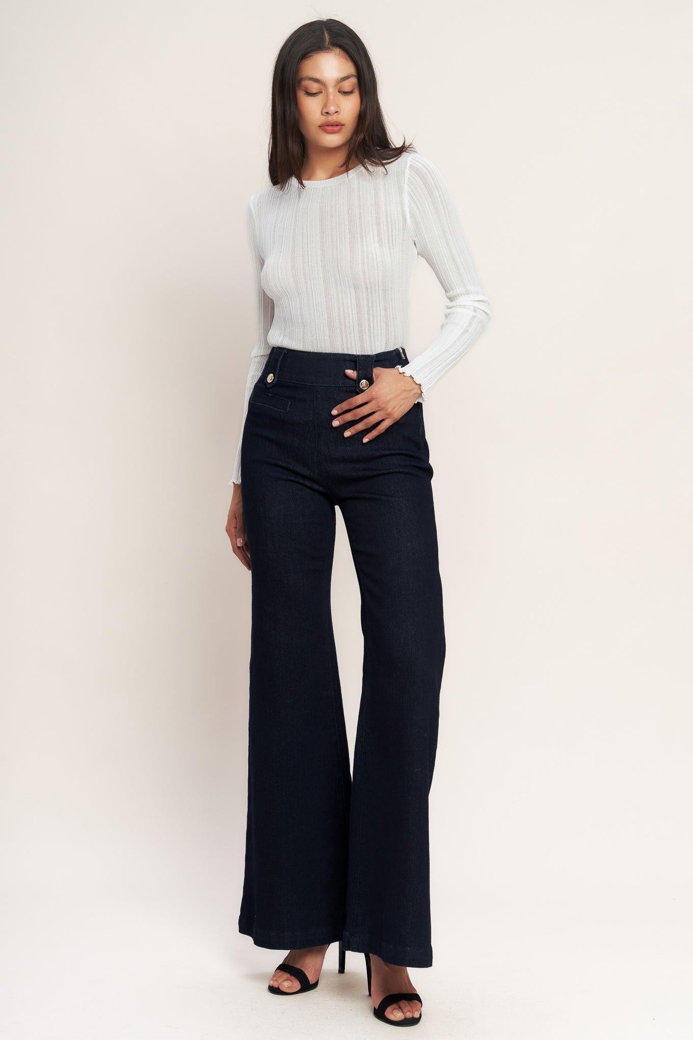 Classic Confidence Woven Pants in indigo, view 2 — Soul Flow Apparel