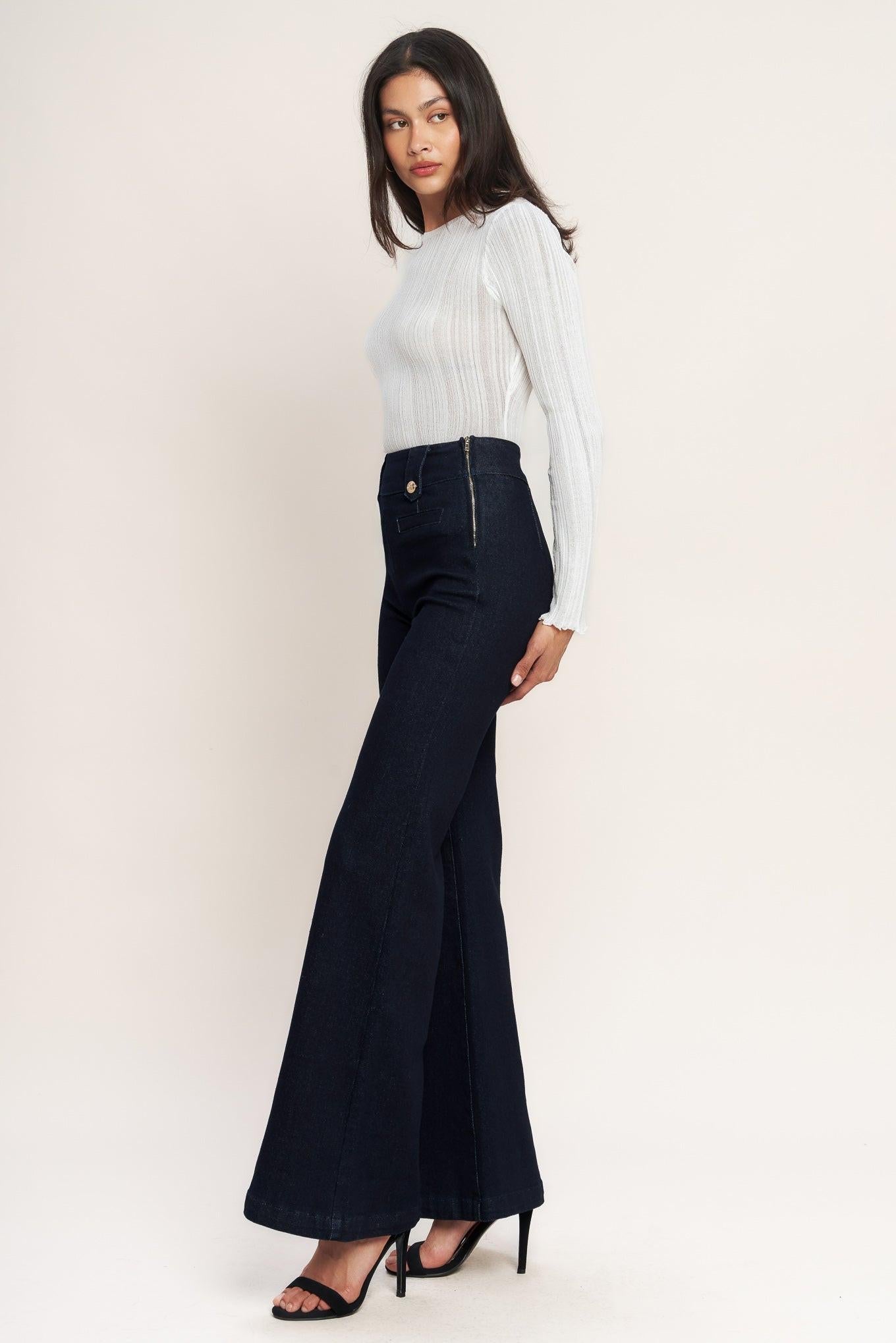 Classic Confidence Woven Pants in indigo, view 3 — Soul Flow Apparel