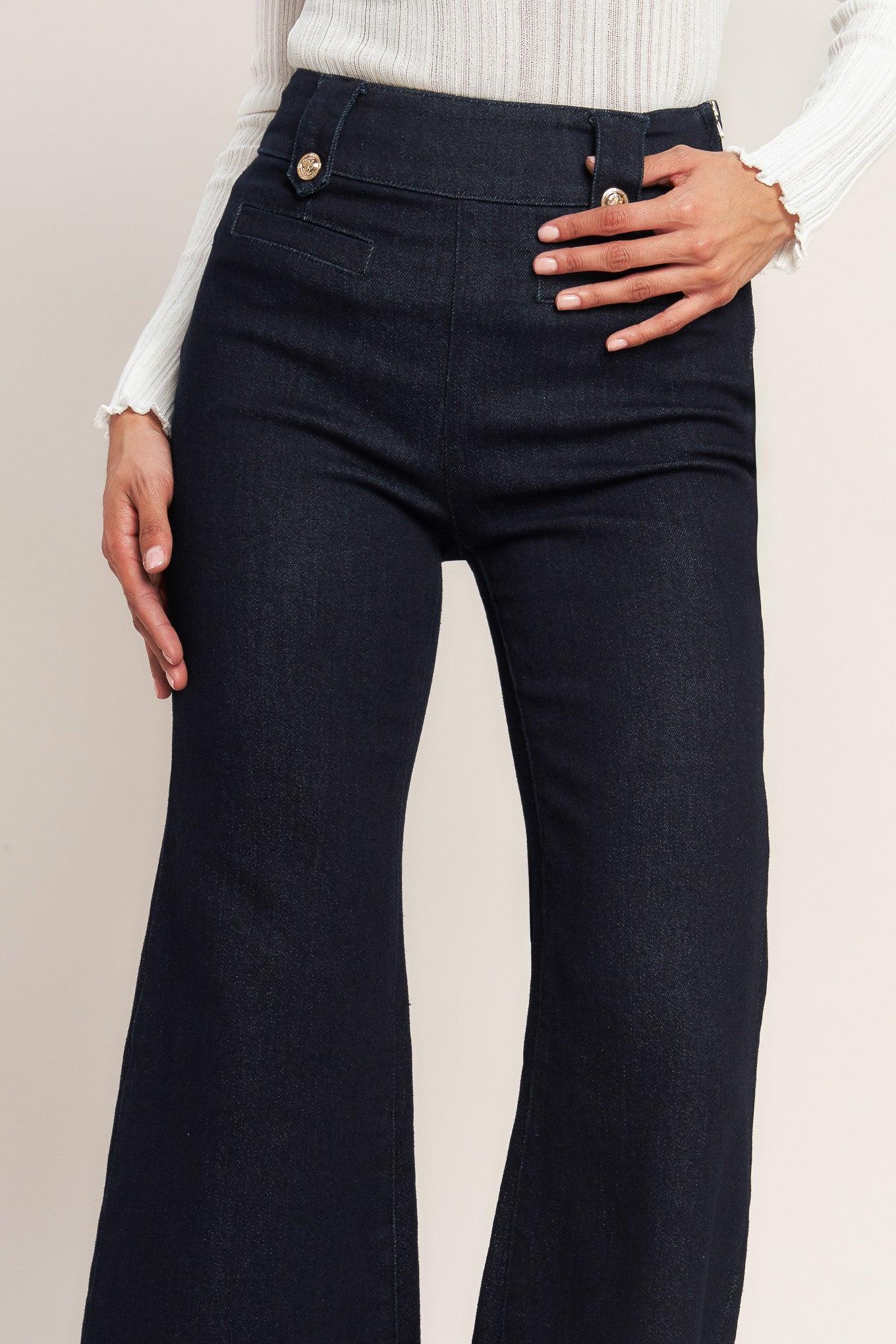 Classic Confidence Woven Pants in indigo, view 5 — Soul Flow Apparel