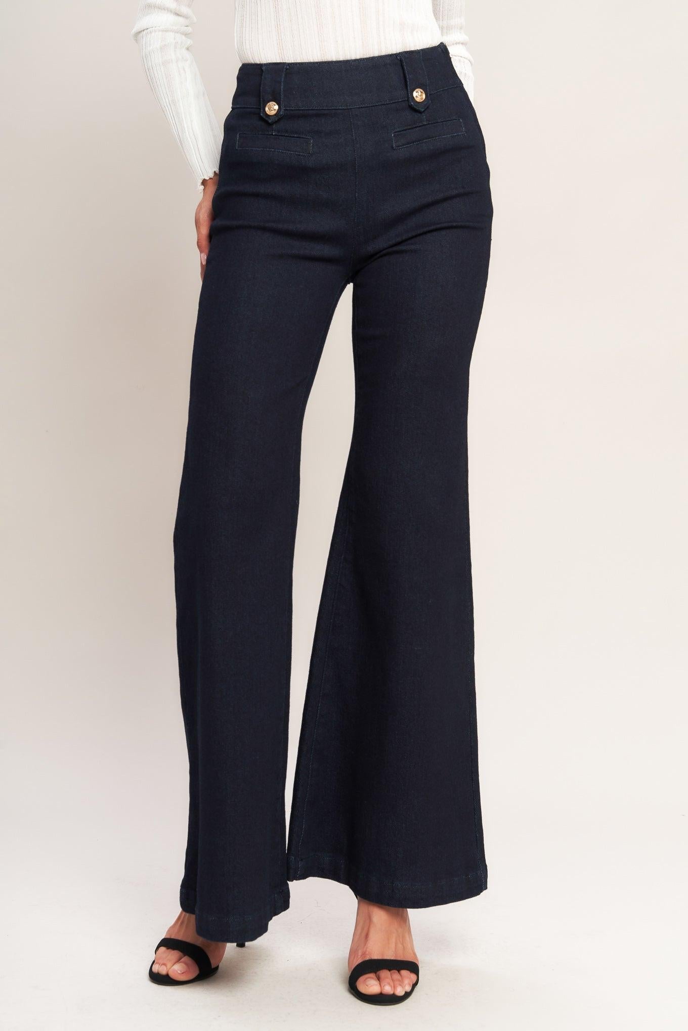 Classic Confidence Woven Pants in indigo, view 6 — Soul Flow Apparel