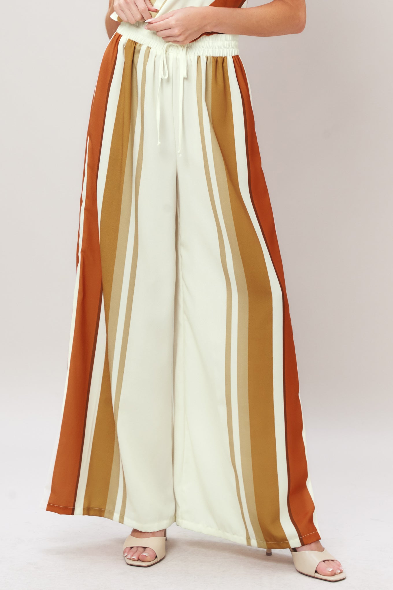 Golden Horizon Woven Pants in ivory rust, view 1 — Soul Flow Apparel