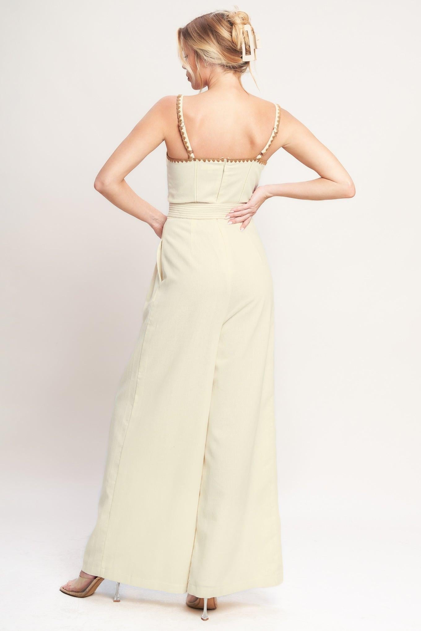 The Quiet Statement Woven Jumpsuit in ivory, view 4 — Soul Flow Apparel