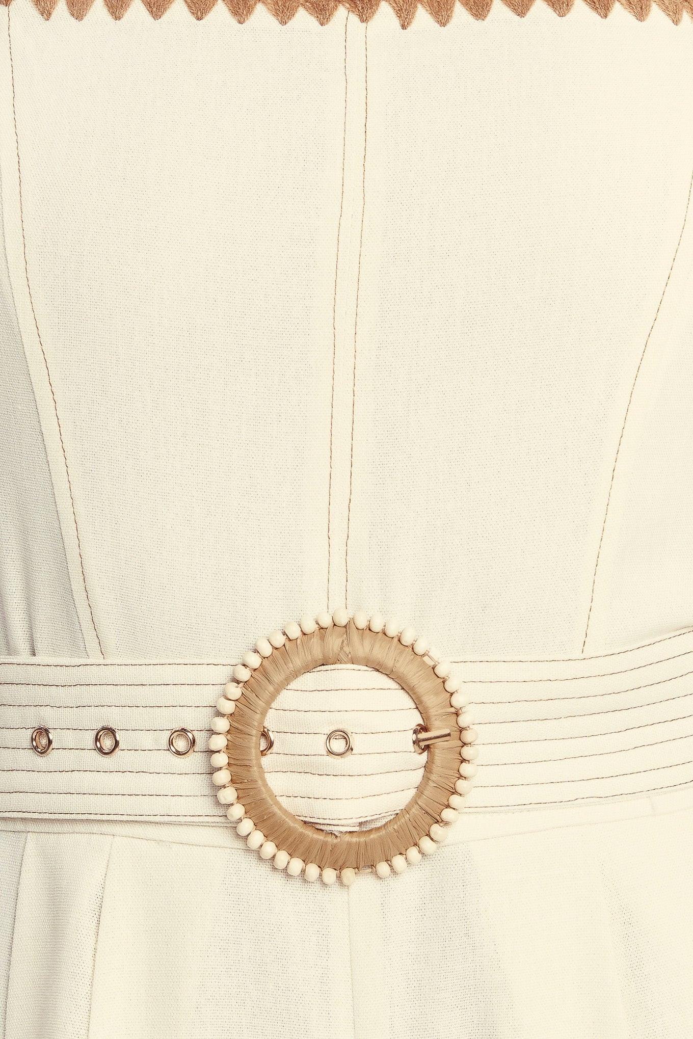 The Quiet Statement Woven Jumpsuit in ivory, fabric swatch — Soul Flow Apparel