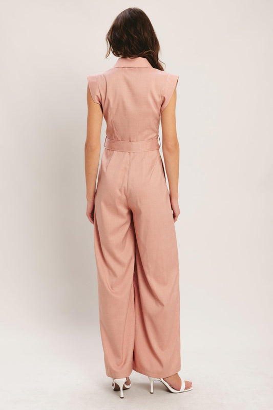 City Icon Woven Jumpsuit in blush, view 6 — Soul Flow Apparel