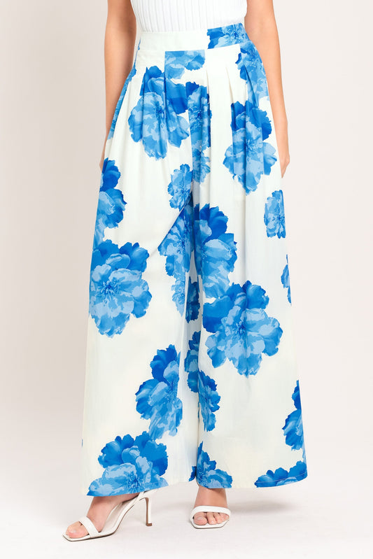 Tropic Blue Woven Pants in ivory blue, view 1 — Soul Flow Apparel