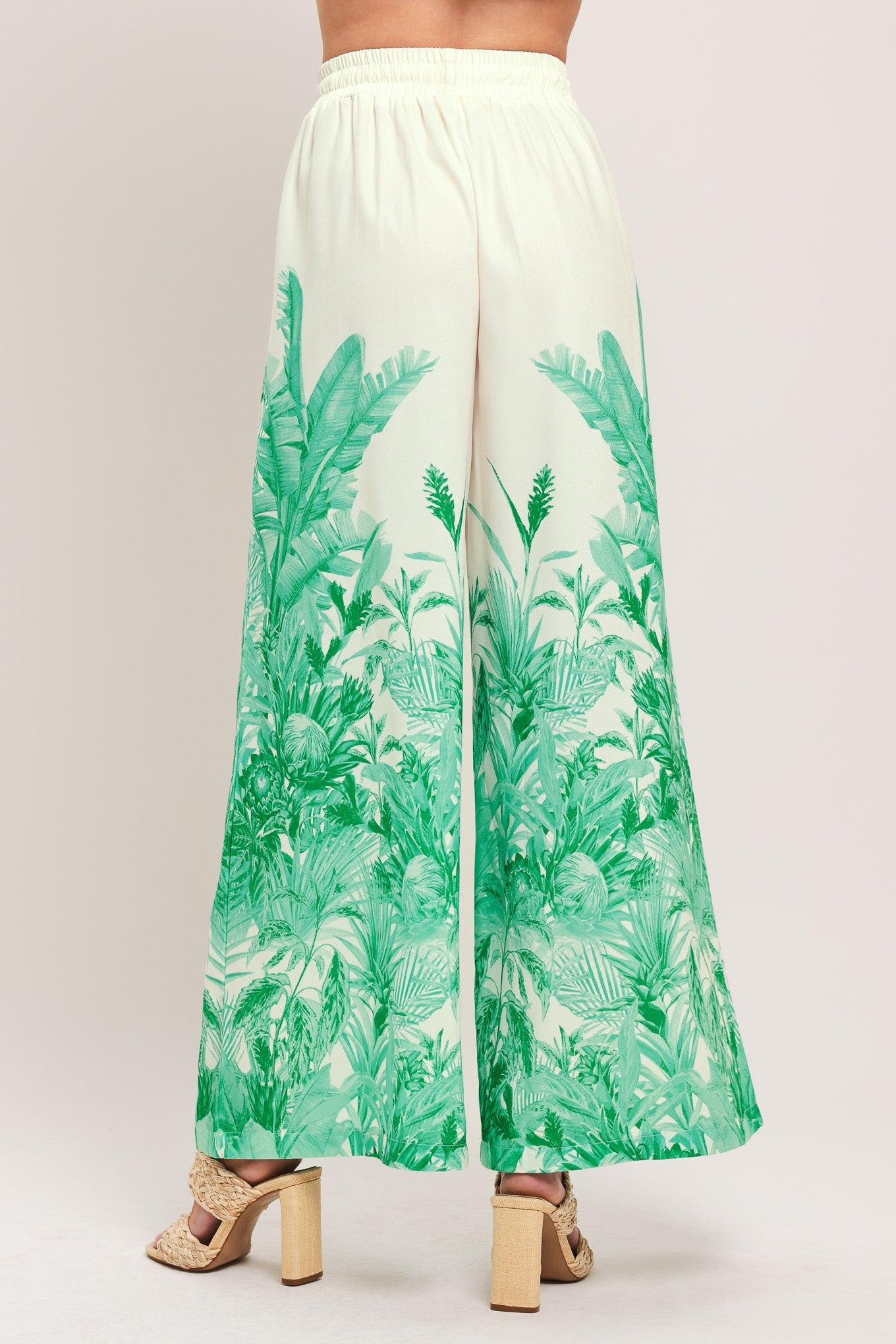 Palm Serene Woven Pants in ivory green, view 6 — Soul Flow Apparel