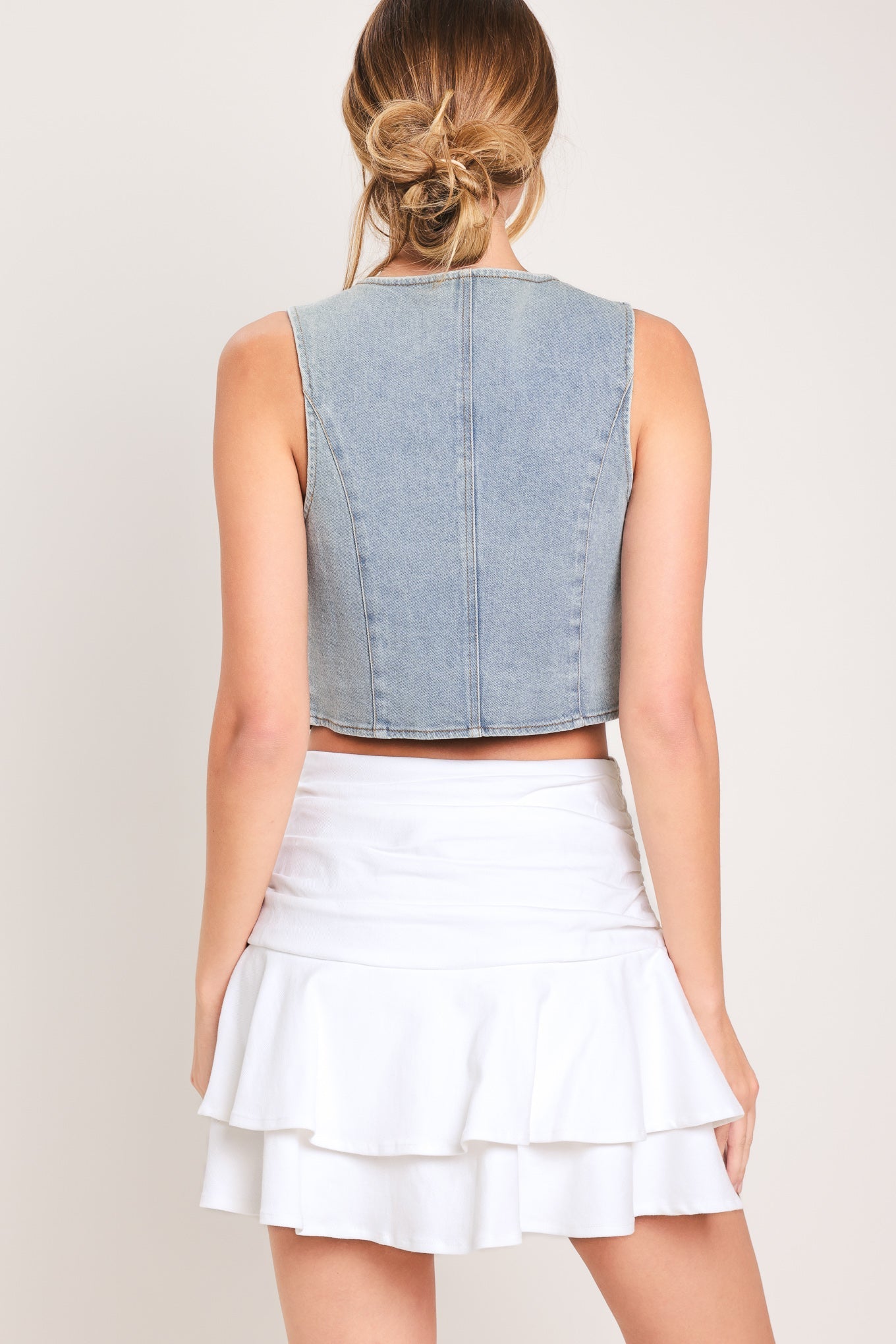 Cloud Frill Woven Skort in white, view 4 — Soul Flow Apparel