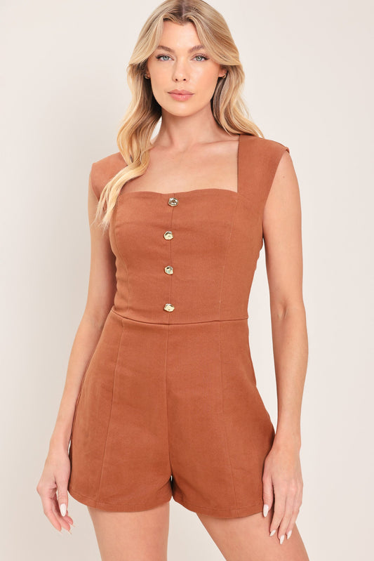 Terracotta Chic Woven Romper, view 2 — Soul Flow Apparel