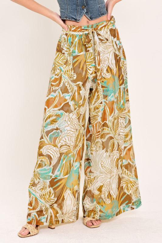 Golden Shores Flow Woven Pants in brown, view 1 — Soul Flow Apparel