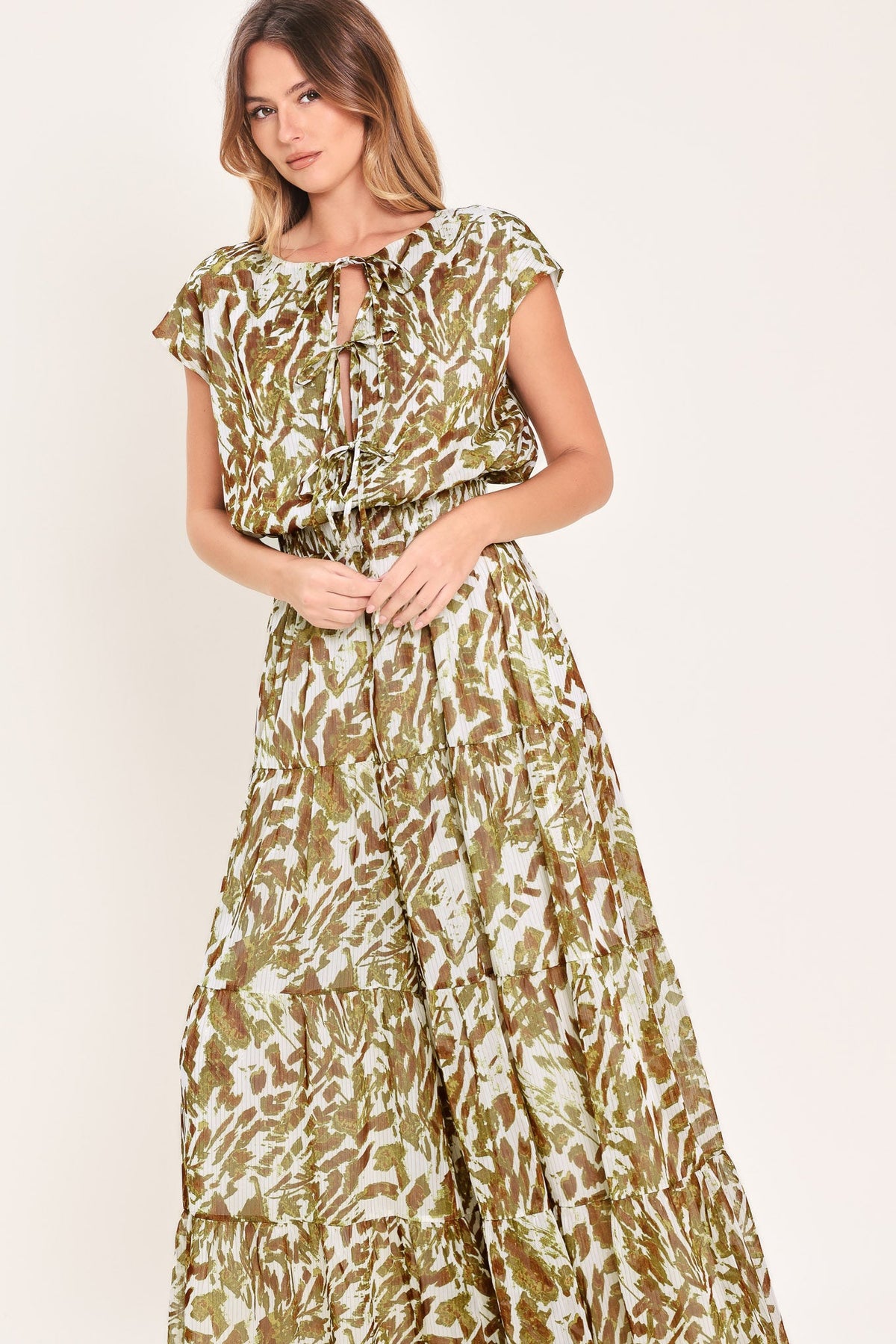 Golden Grove Woven Jumpsuit in olive brown, view 3 — Soul Flow Apparel