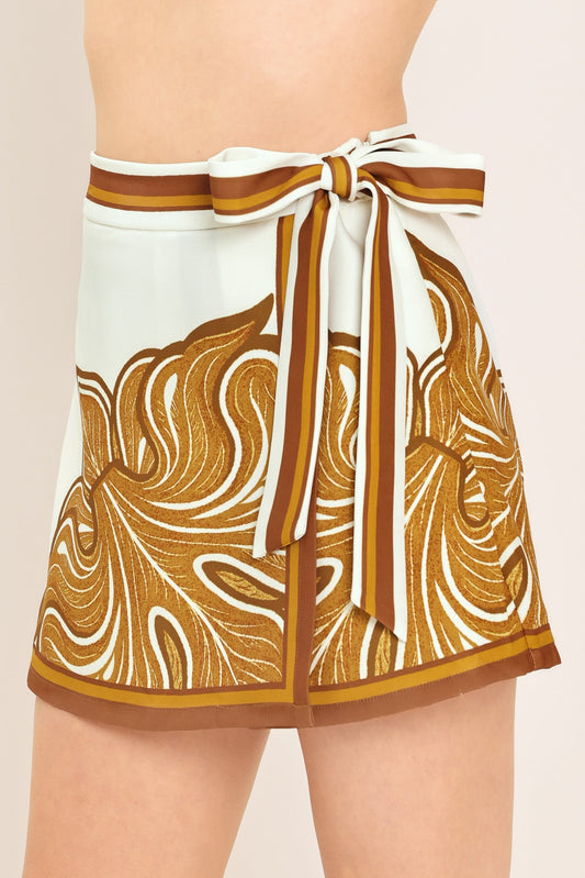 Desert Bloom Woven Skort in ivory, view 1 — Soul Flow Apparel