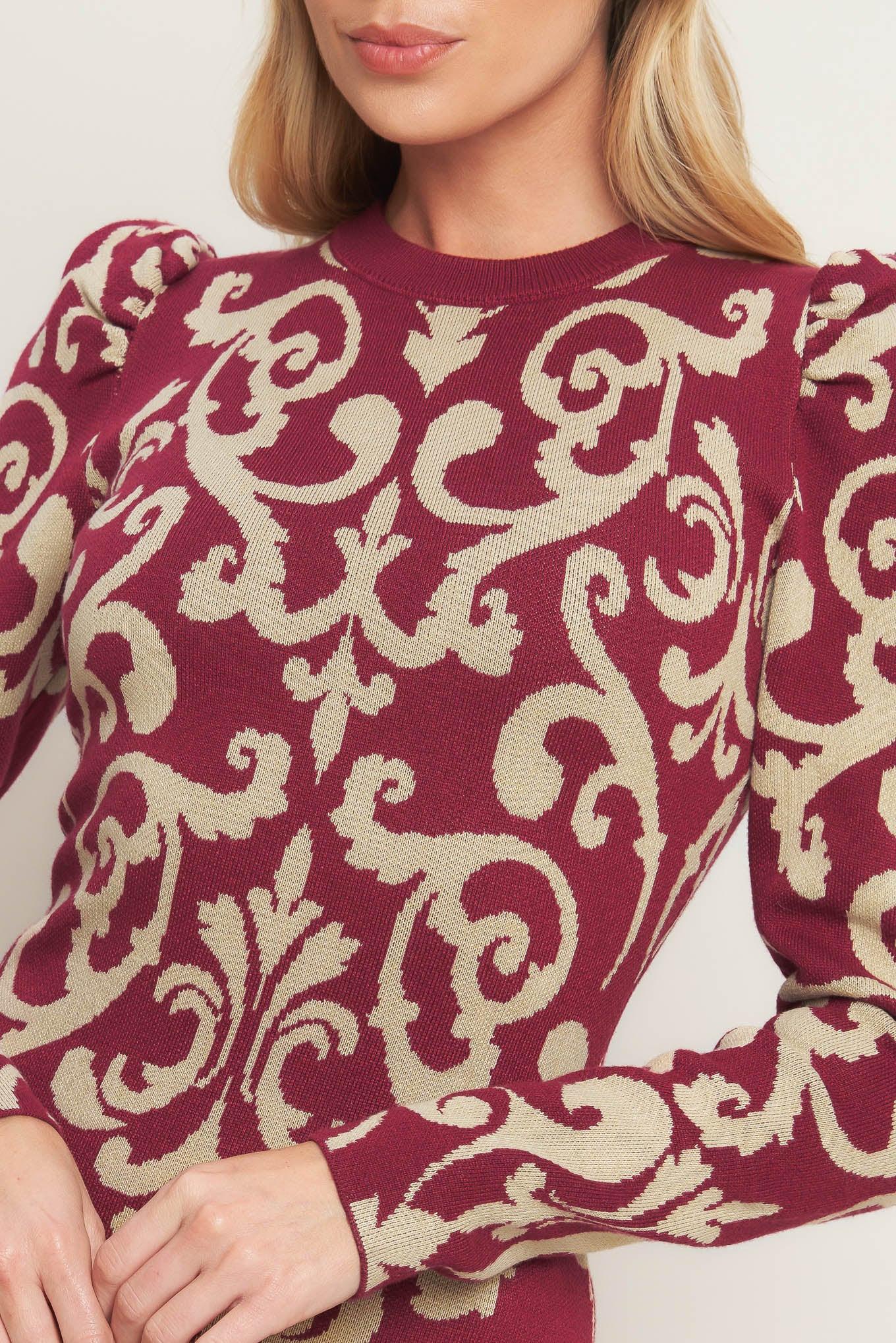Bask in Love Sweater Mini Dress in burgundy, view 7 — Soul Flow Apparel