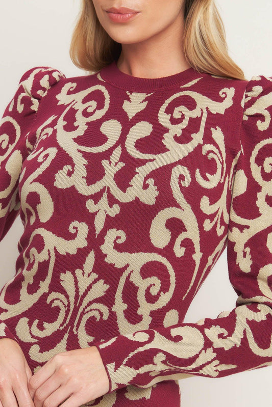 Bask in Love Sweater Mini Dress in burgundy, view 7 — Soul Flow Apparel