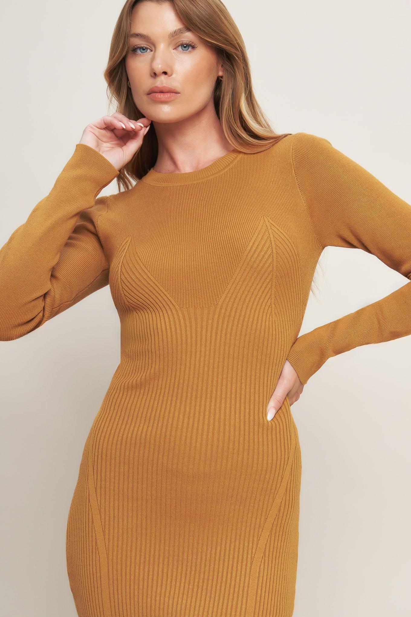 Be with You Sweater Midi Dress in camel, view 5 — Soul Flow Apparel
