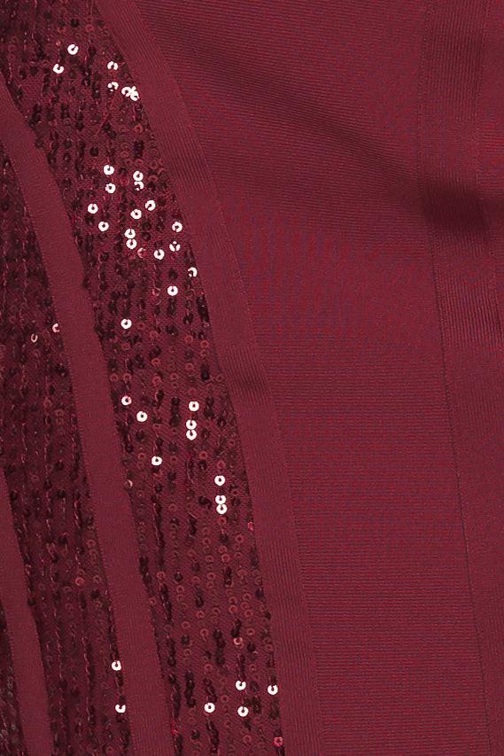 Holiday Glam Bandage Mini Dress in burgundy, fabric swatch — Soul Flow Apparel