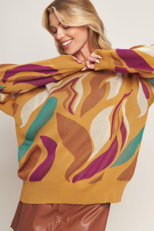 Ready to Adore Sweater Top in mustard, view 2 — Soul Flow Apparel