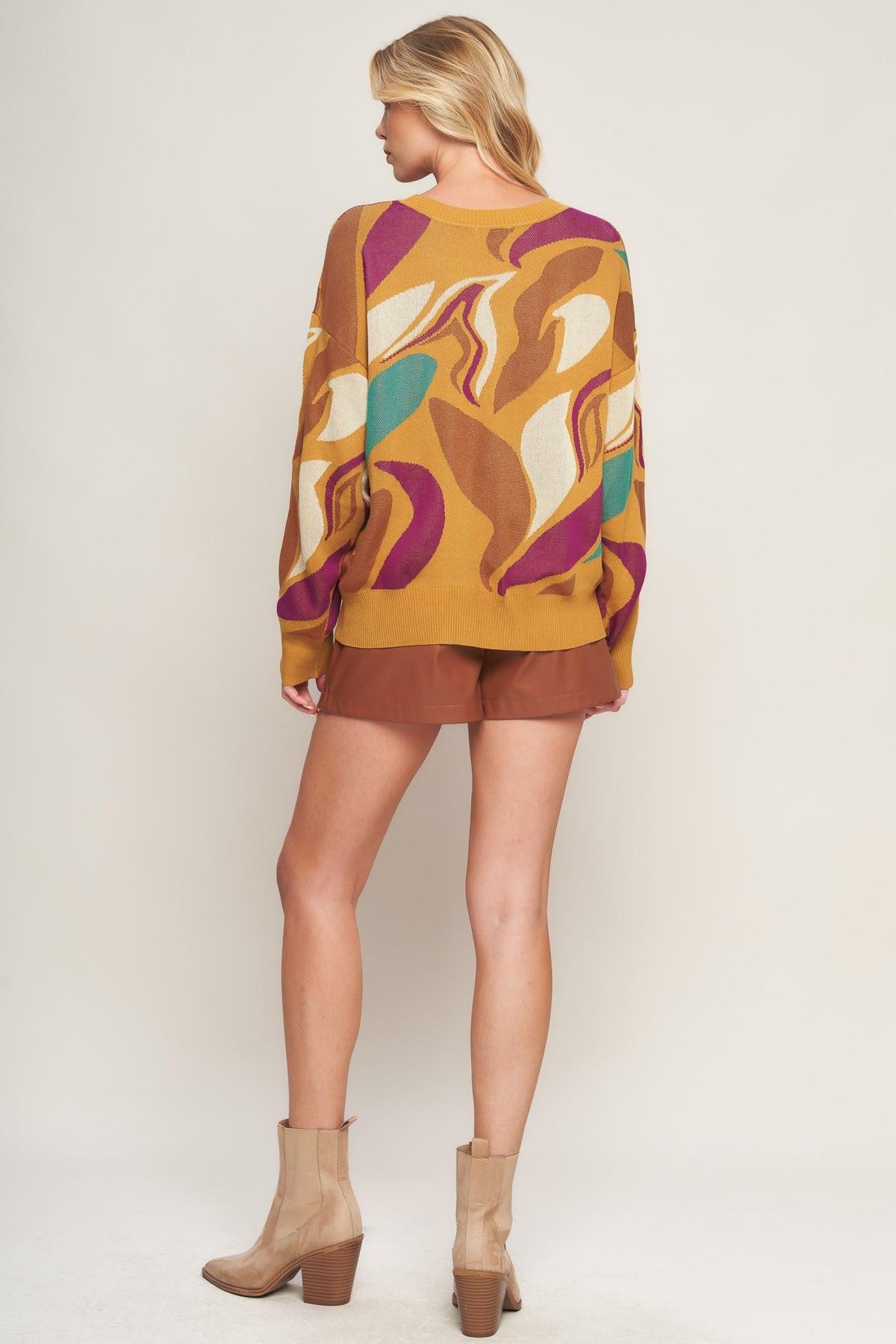 Ready to Adore Sweater Top in mustard, view 6 — Soul Flow Apparel