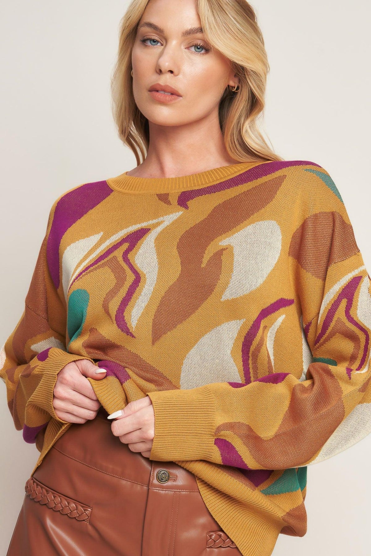 Ready to Adore Sweater Top in mustard, view 8 — Soul Flow Apparel