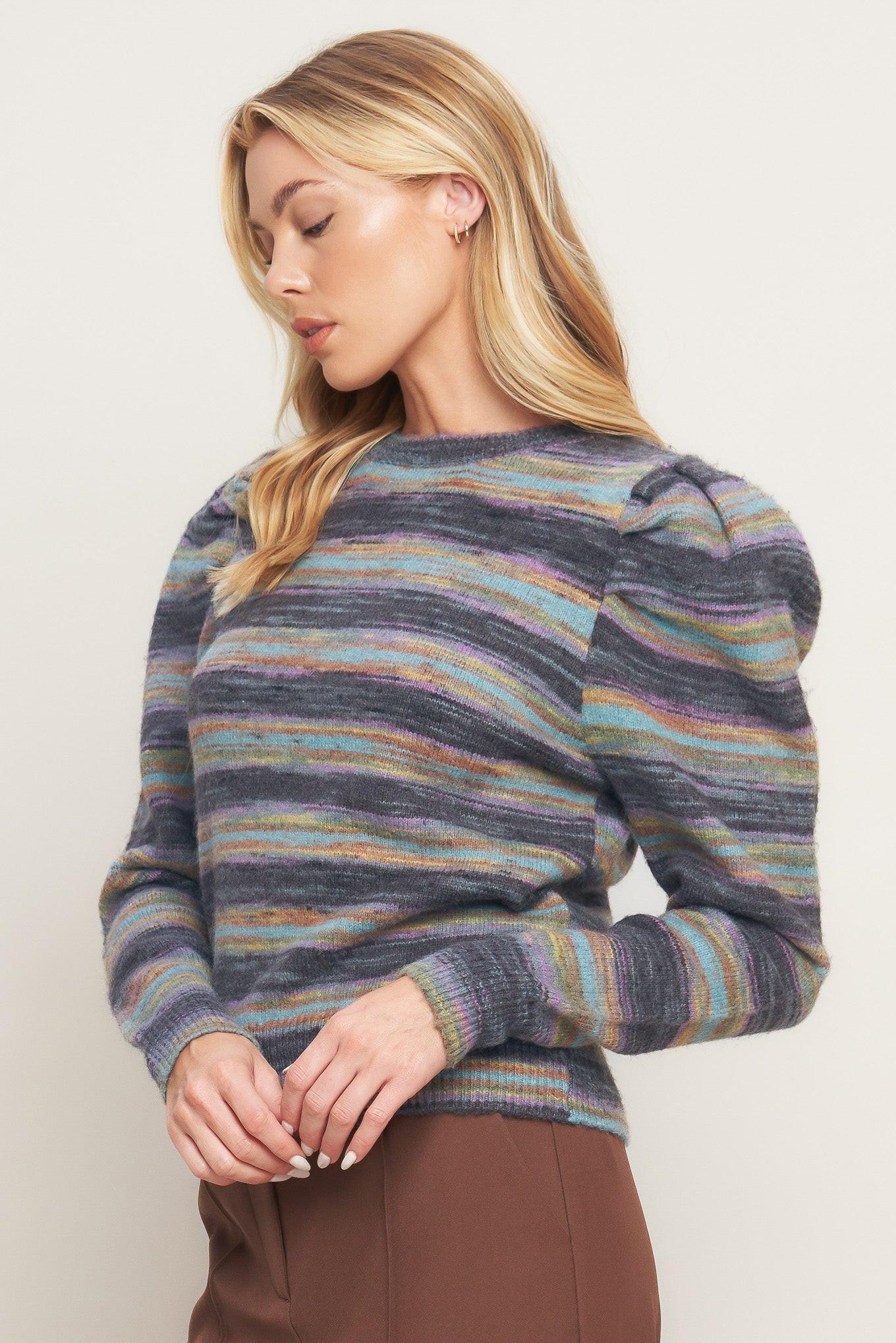 Deluxe Desire Sweater Top in charcoal sage, view 1 — Soul Flow Apparel
