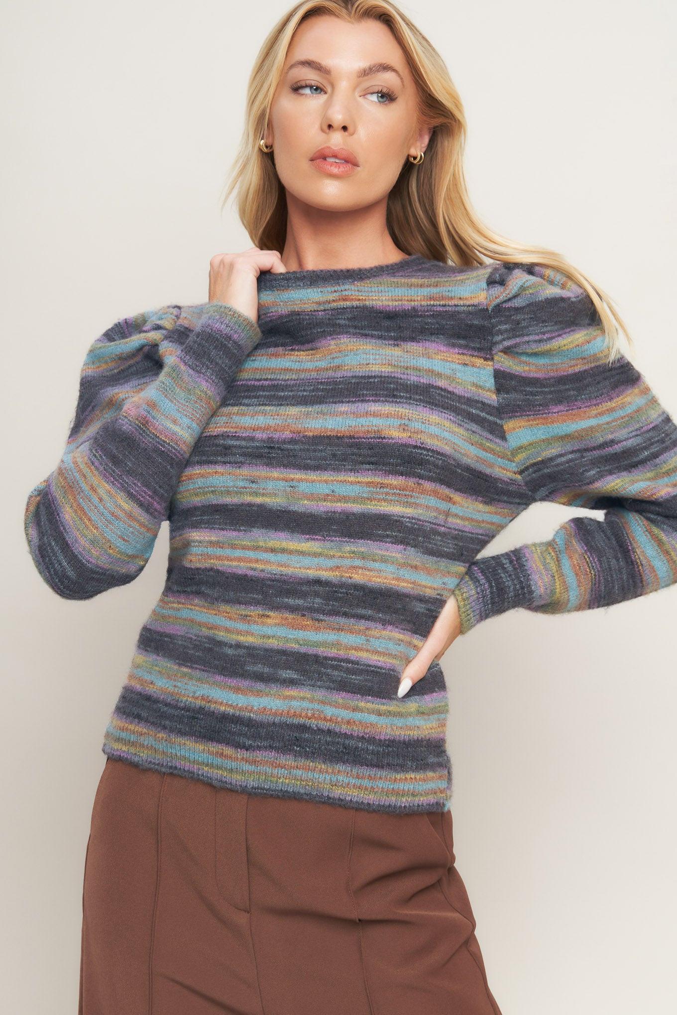 Deluxe Desire Sweater Top in charcoal sage, view 2 — Soul Flow Apparel