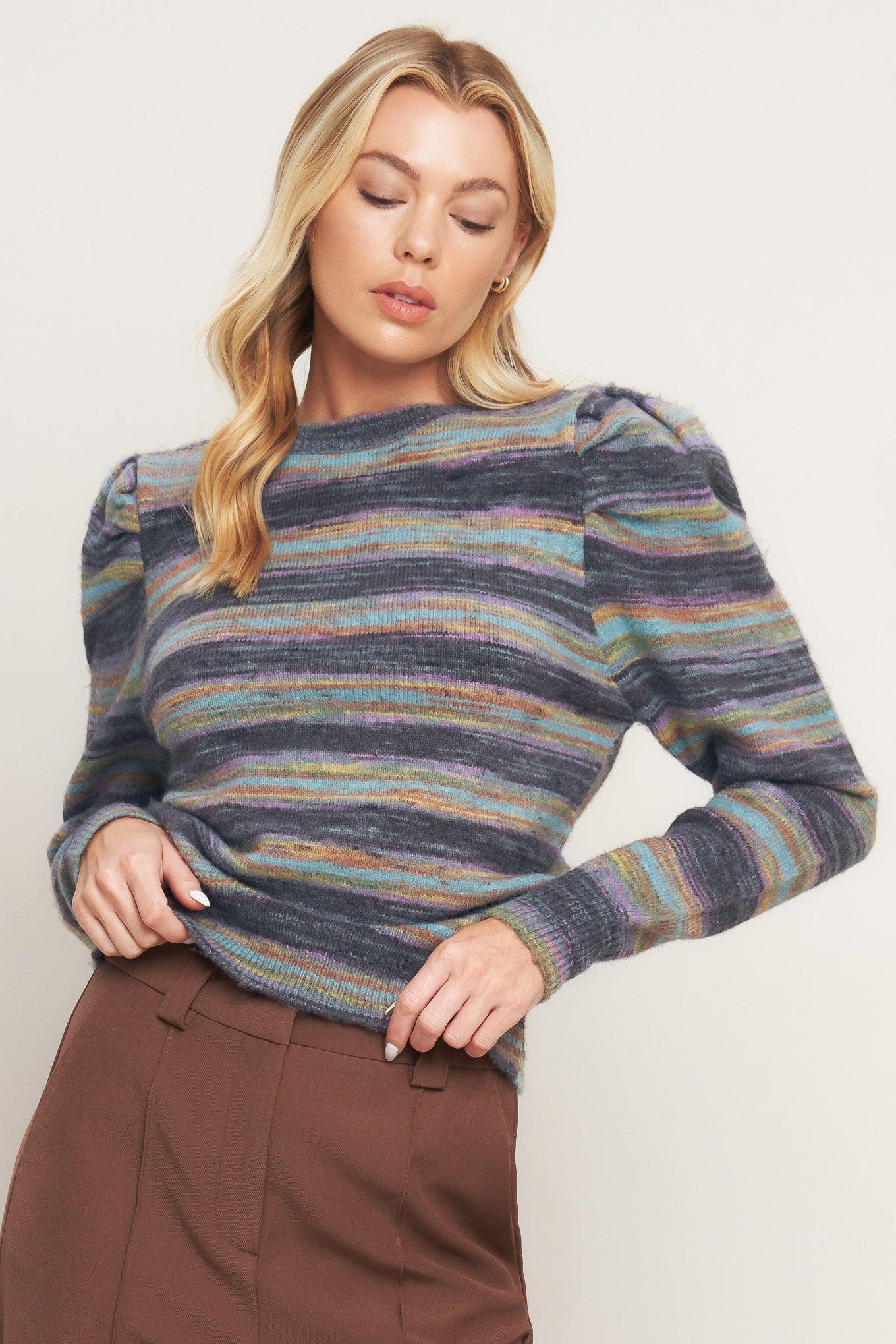 Deluxe Desire Sweater Top in charcoal sage, view 3 — Soul Flow Apparel