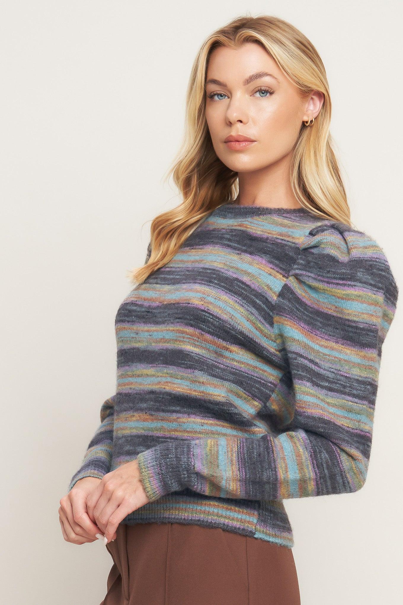 Deluxe Desire Sweater Top in charcoal sage, view 4 — Soul Flow Apparel