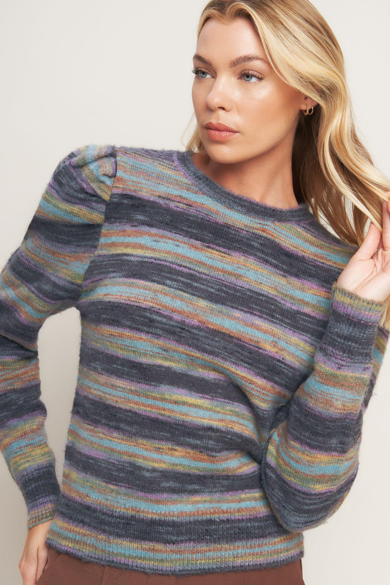 Deluxe Desire Sweater Top in charcoal sage, view 6 — Soul Flow Apparel