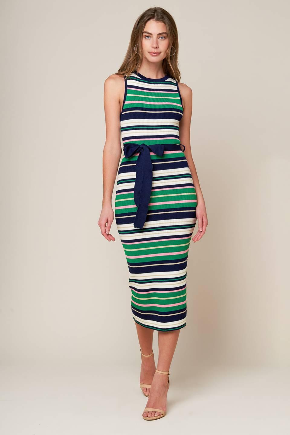 Let's Go Abroad Sweater Dress in navy green, view 2 — Soul Flow Apparel