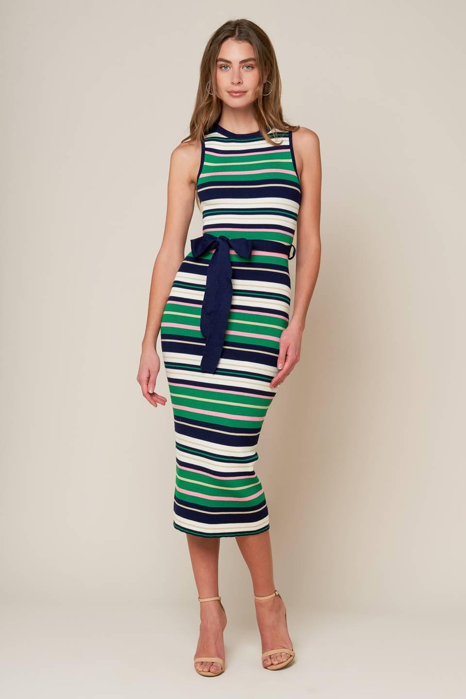 Let's Go Abroad Sweater Dress in navy green, view 3 — Soul Flow Apparel