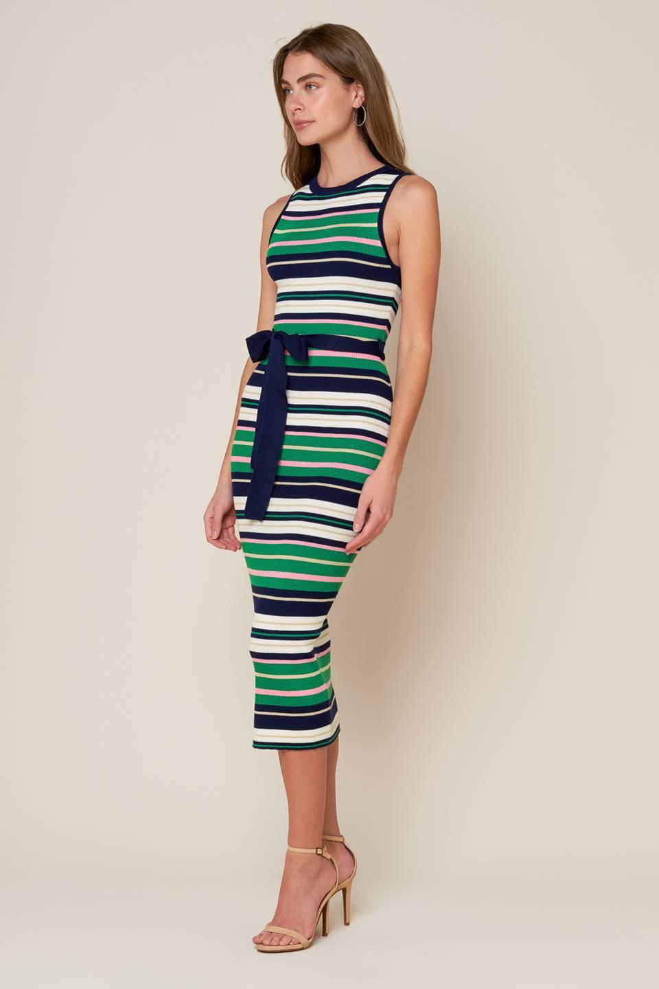Let's Go Abroad Sweater Dress in navy green, view 4 — Soul Flow Apparel