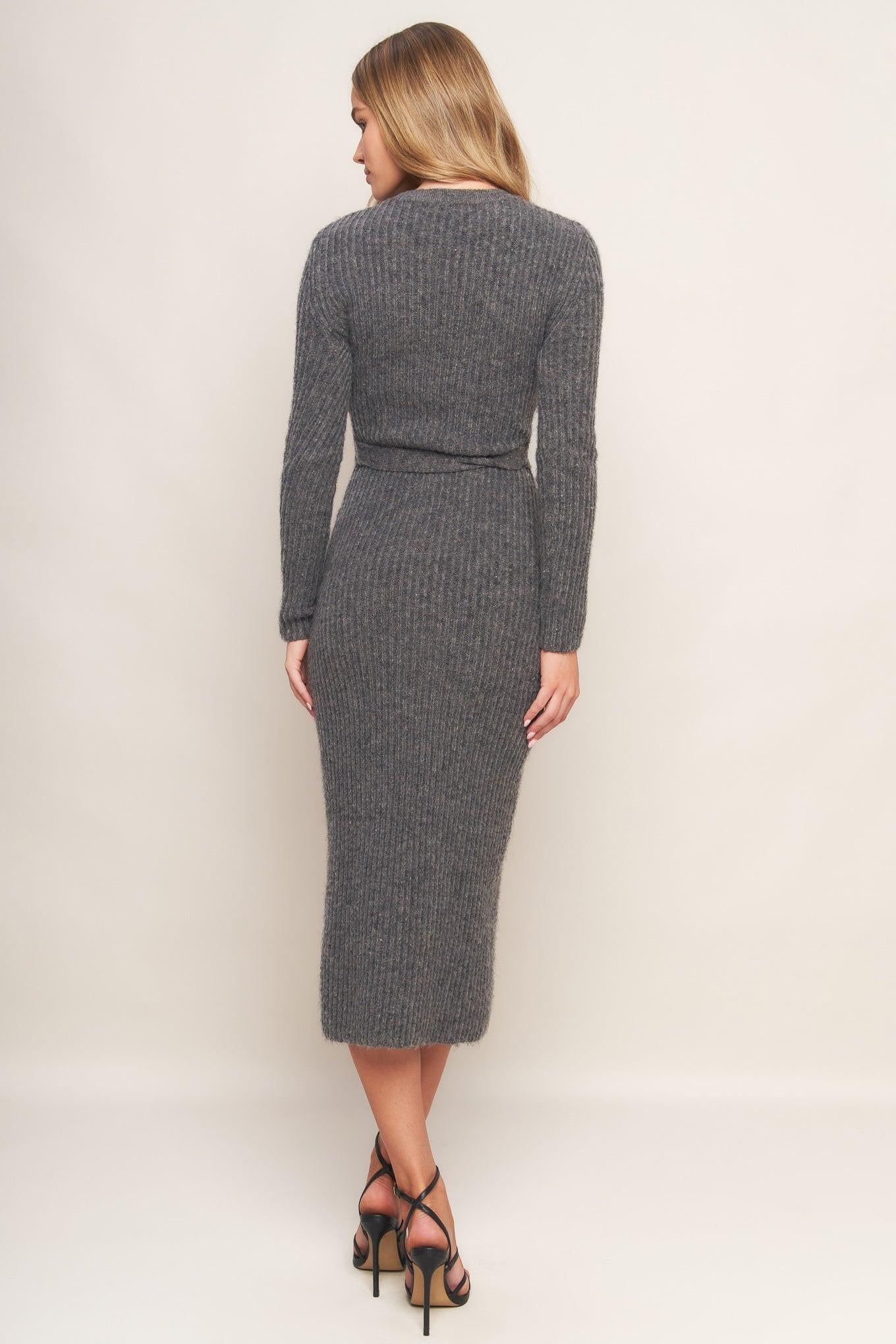 Be Good to Me Sweater Midi Dress in h.grey, view 5 — Soul Flow Apparel