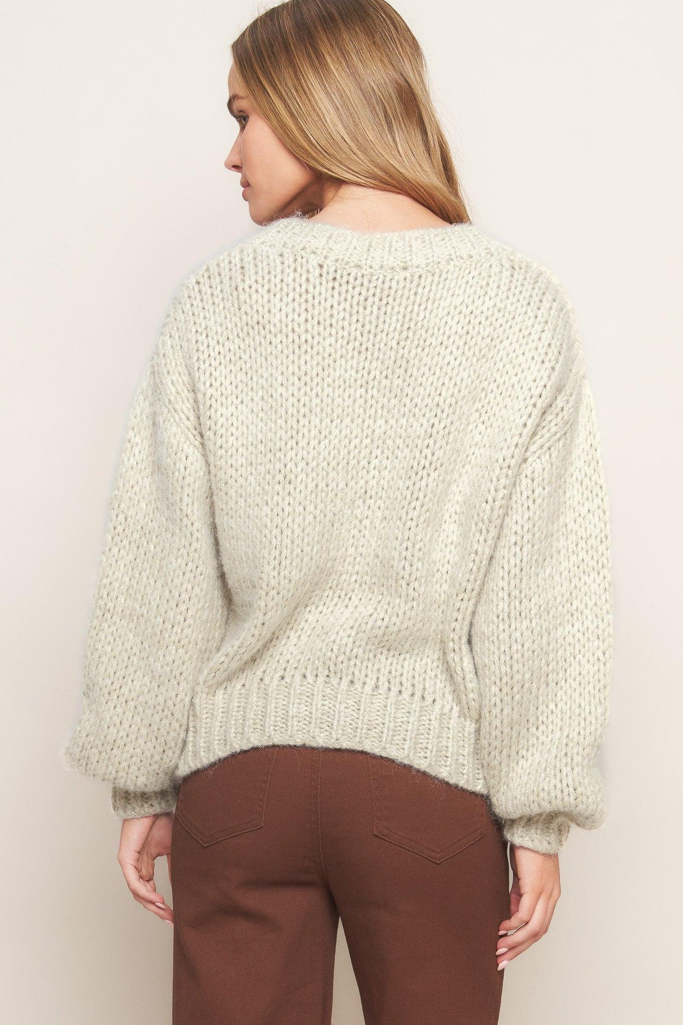 Earthy Touch Sweater Knit Top in cream gold, view 5 — Soul Flow Apparel