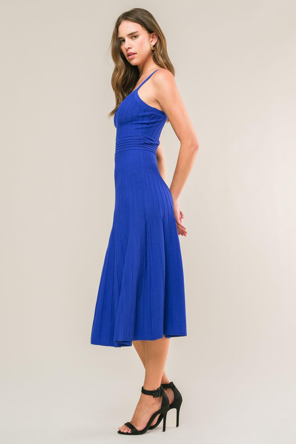 Breezy Walks Knit Midi Dress in blue, view 3 — Soul Flow Apparel