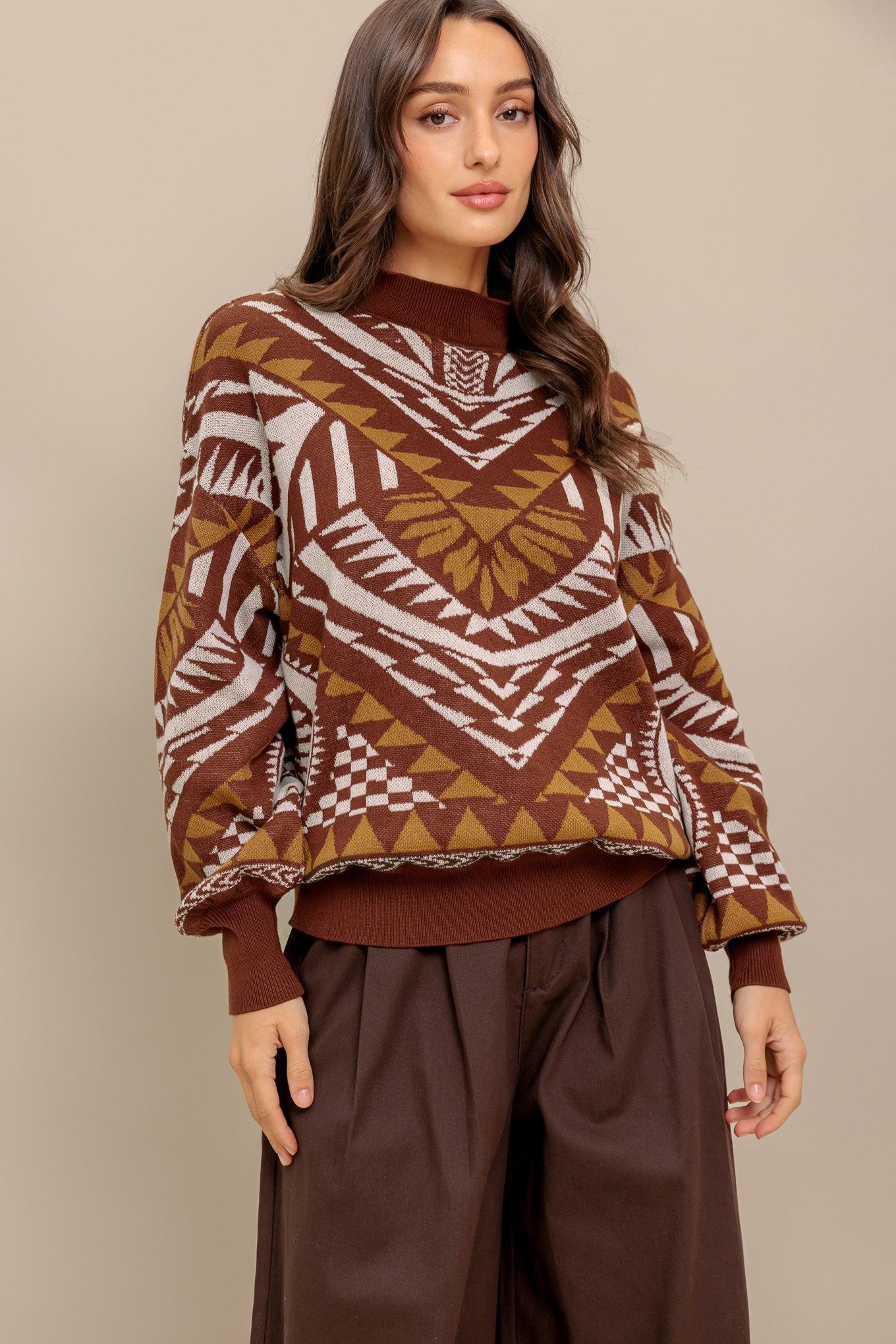 Honestly Love Pullover Sweater Top in brown, view 4 — Soul Flow Apparel