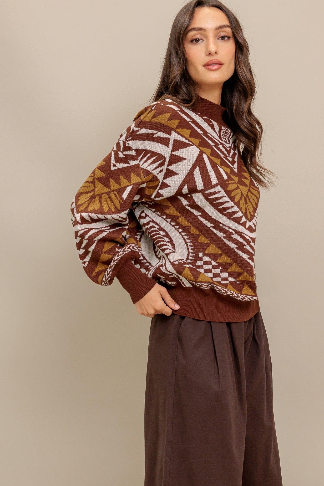 Honestly Love Pullover Sweater Top in brown, view 5 — Soul Flow Apparel