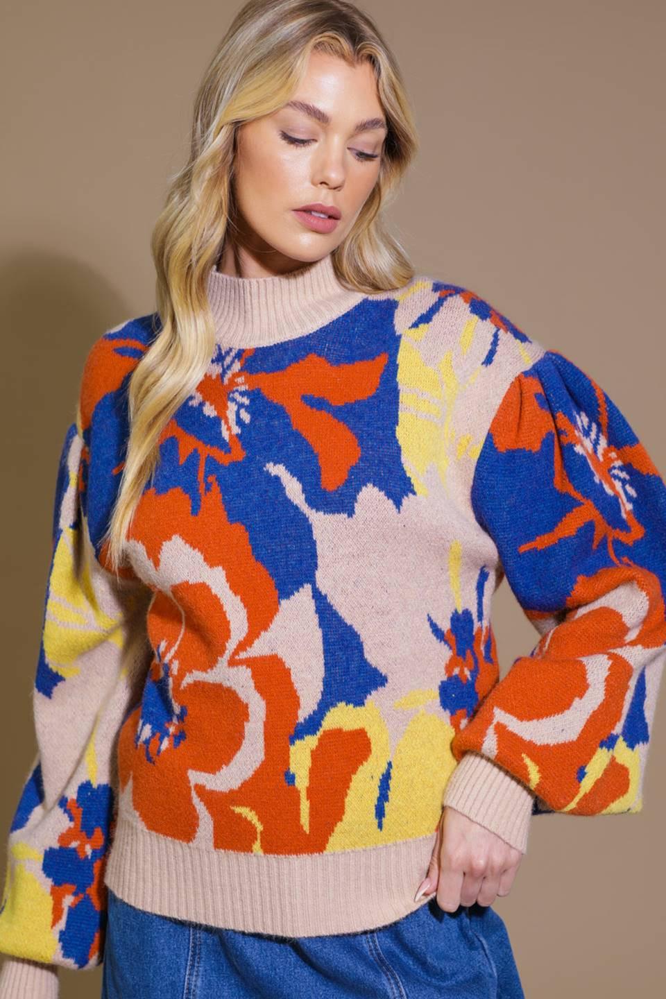 Never Lose Me Sweater Top in taupe blue, view 4 — Soul Flow Apparel