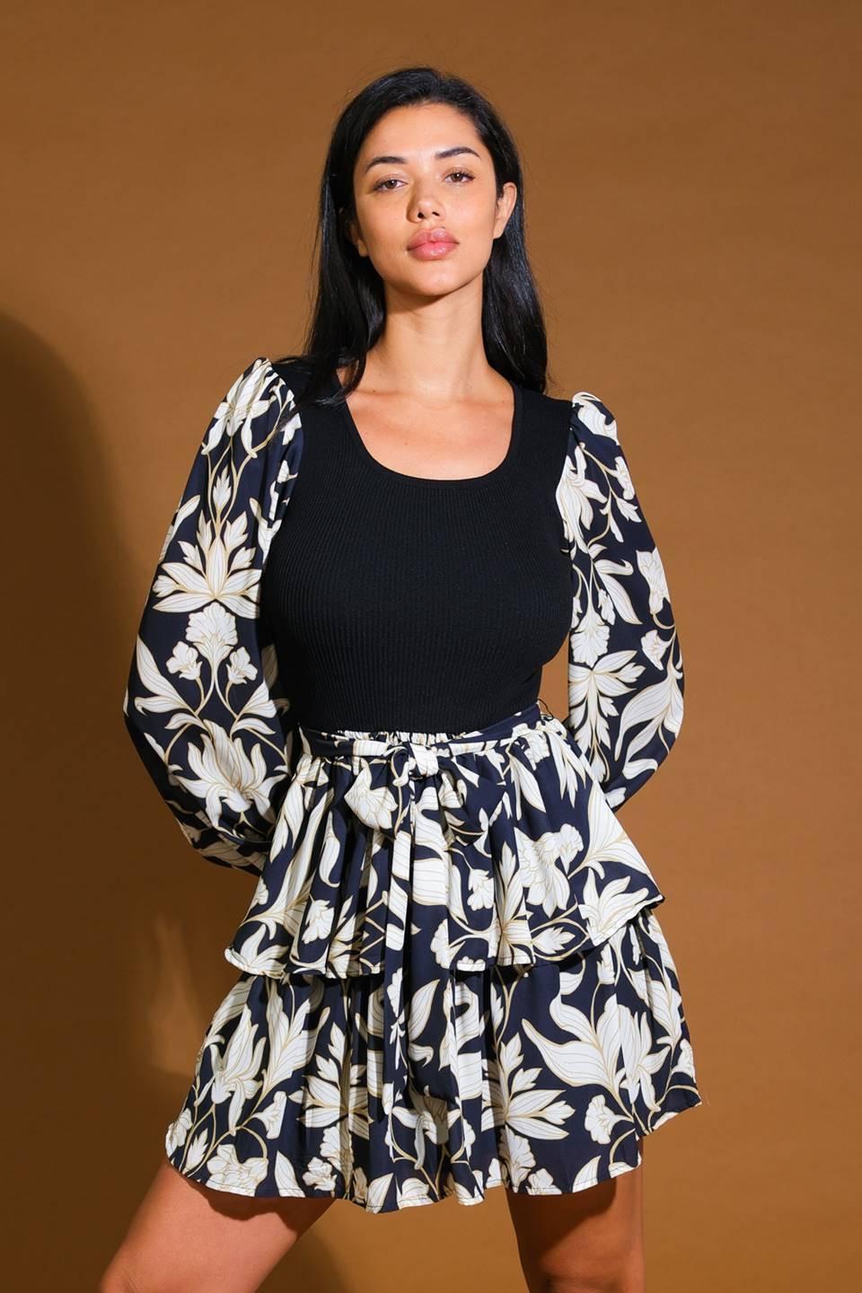 All My Life Sweater Woven Mini Dress in black, view 1 — Soul Flow Apparel