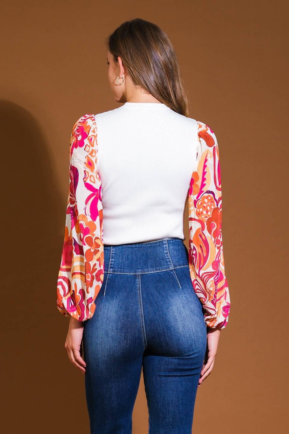 Majestic Flow Sweater Woven Top in ivory, view 2 — Soul Flow Apparel