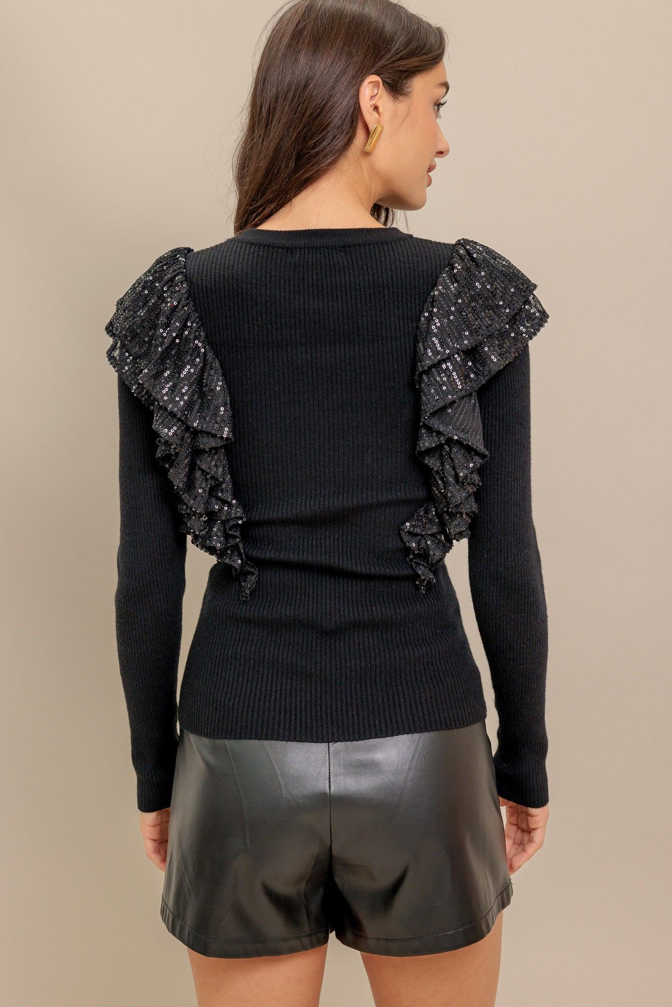 Fight the Feeling Sweater Top in black, view 4 — Soul Flow Apparel