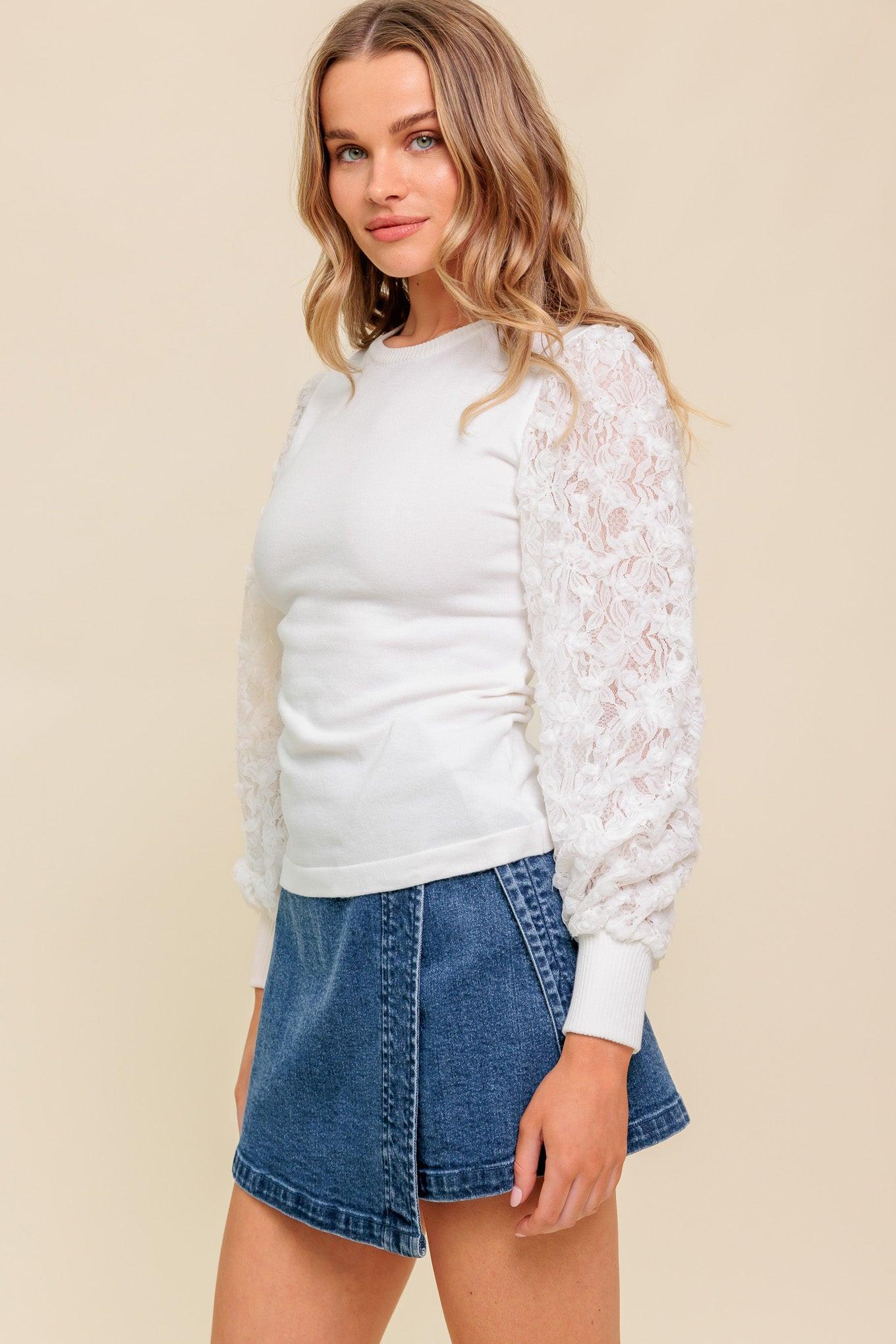 Sweet Like Sangria Sweater Top in ivory, view 2 — Soul Flow Apparel