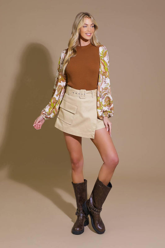 Decadent Persona Sweater Top in camel ivory, view 5 — Soul Flow Apparel