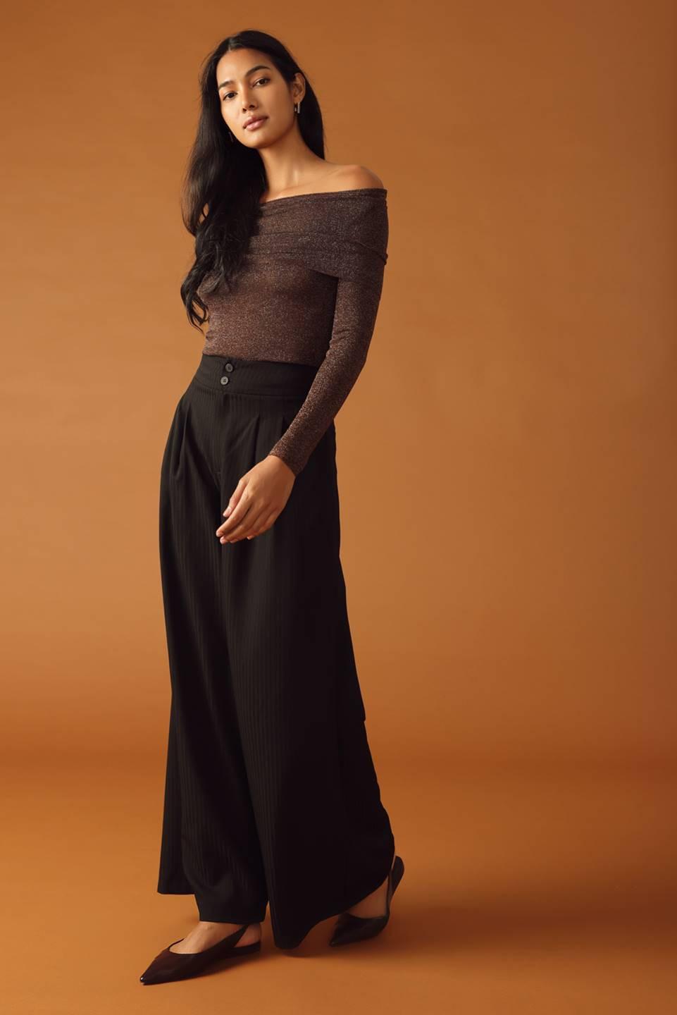 Honey Bee Sweater Top in brown metallic, view 7 — Soul Flow Apparel
