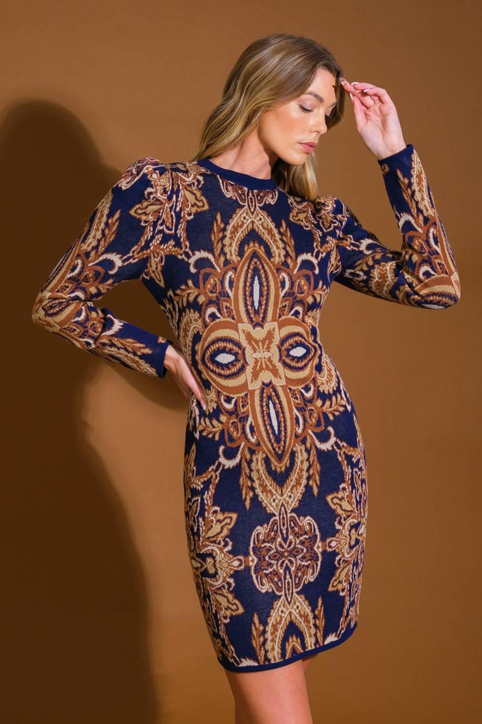 Stories of Mine Sweater Mini Dress in navy, view 4 — Soul Flow Apparel